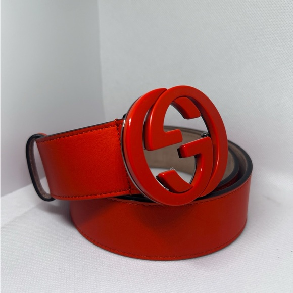 Gucci Other - Gucci Interlocking Leather Belt Deep Orange Size 85